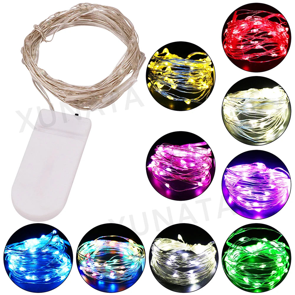 guirlande lumineuse led fil cuivre batterie clips décoration mariage jardin fête extérieur