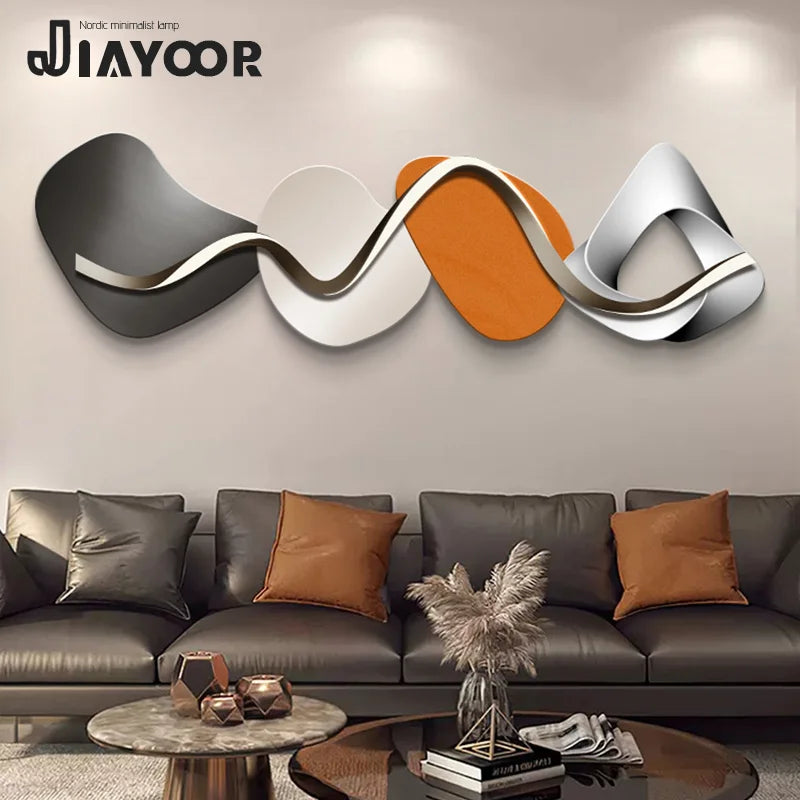 lampe murale moderne abstraite couleurs gris noir orange métallique effets lumineux chambre salon