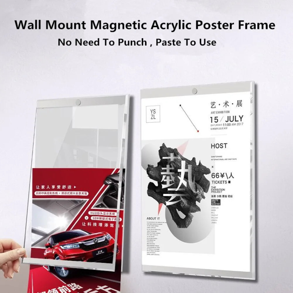 cadre photo acrylique transparent moderne clips magnétiques posters photos affiches minimaliste aluminium
