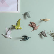 décoration murale oiseau céramique 3D vert rose bleu blanc minimaliste moderneintérieur chambre salon