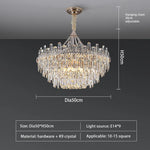 lustre pendentif cristal transparent feuilles dorées salon étude classique 2000 82000lm 90 260v