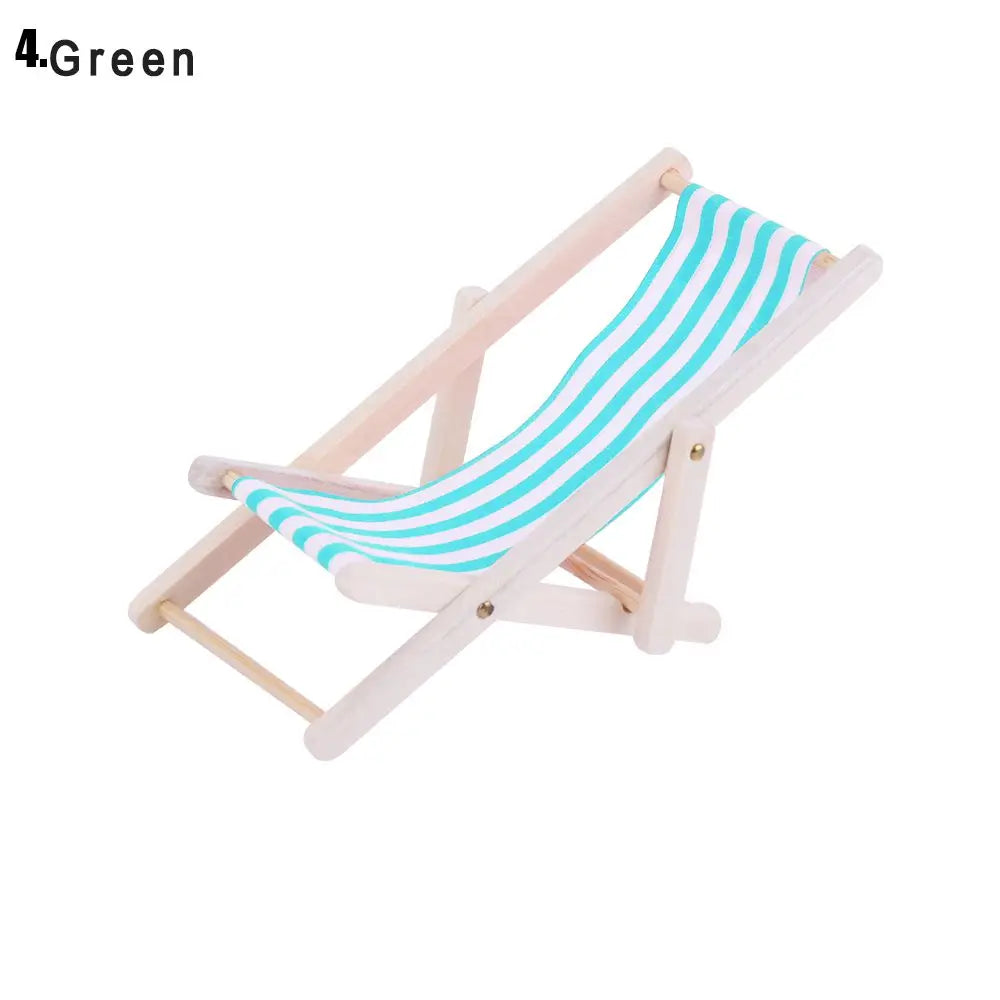 chaise longue miniature pliante rayures horizontales moderne bois rouge blanc bleu blanc jaune blanc