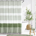 rideau douche polyester bleu clair rayures horizontales plissé moderne opale