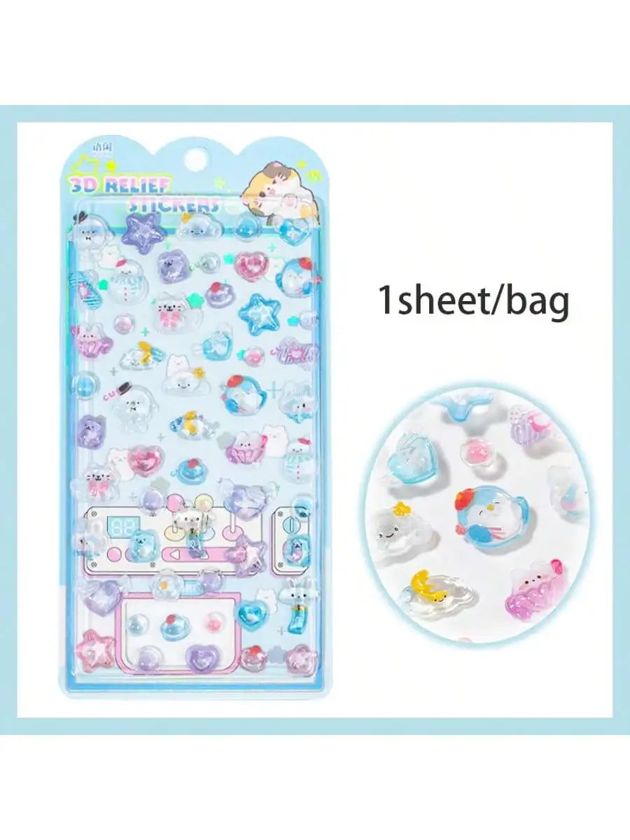 sticker 3d kawaii alimentaire animal multicolore bricolage scrapbooking coque téléphone cadre photo
