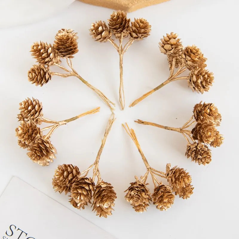 décoration mariage noël branches pin dorées accessoires couronne bricolageextérieur rustique