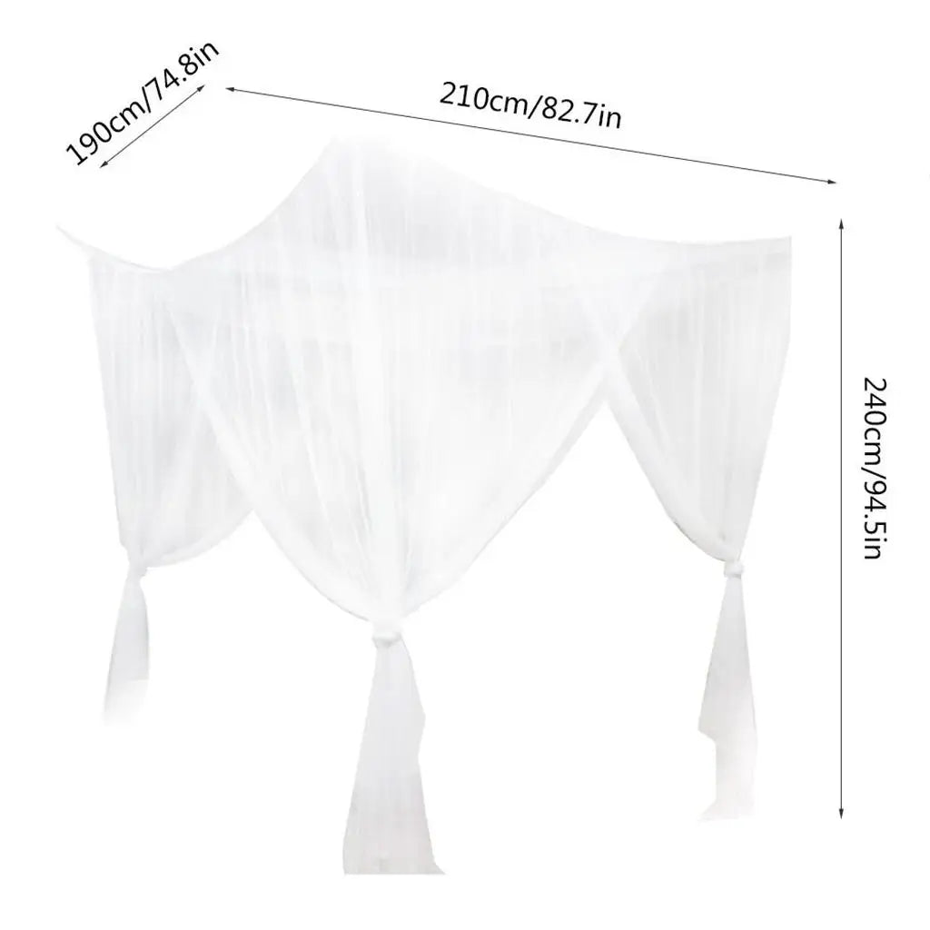 rideau lit transparent bohème tissu plissé franges romantique polyester blanc camping chambre