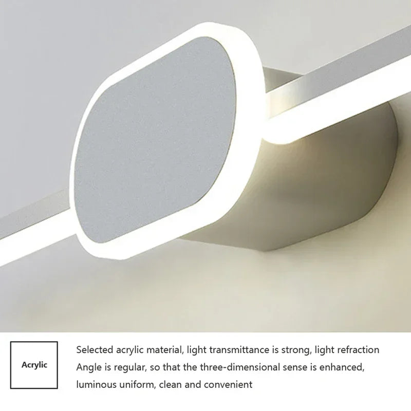lampe miroir moderne blanc fixée mur éclairage quotidien led 40cm 60cm 80cm