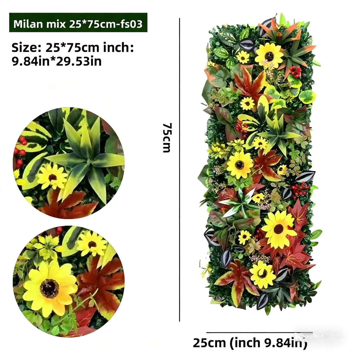 décoration murale panneau végétal artificiel feuilles fleurs moderne intérieur vert jaune rouge blanc
