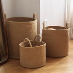 paniers rangement rotin pliables beige clair tissés utilisation multiple respectueux environnement moderne rustique poignées