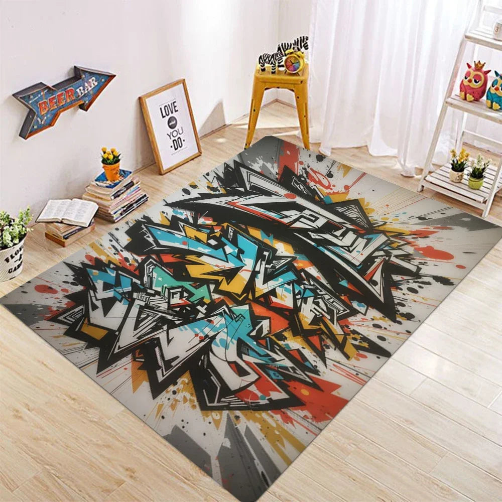 tapis moderne multicolore graphique salon chambre prière extérieur commercialisation 80x120cm 80x160cm polyester