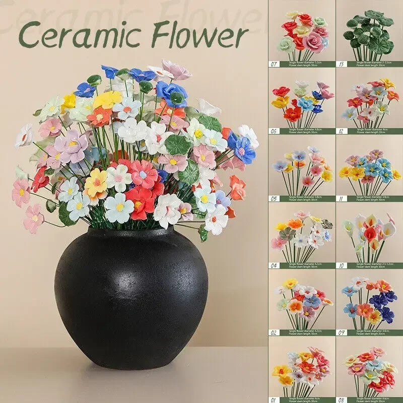 décoration fleur céramique artificielle multicolore tige longue mariage intérieur jardin moderne objet brillant