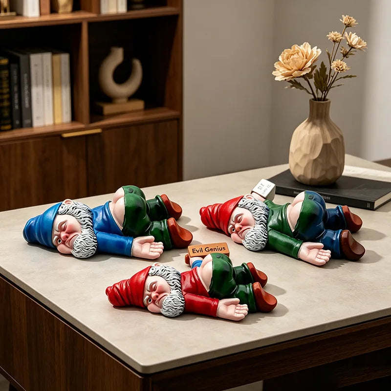statuettes lutins modernes résine humoristiques intérieur extérieur multicolores vert rouge bleu blanc