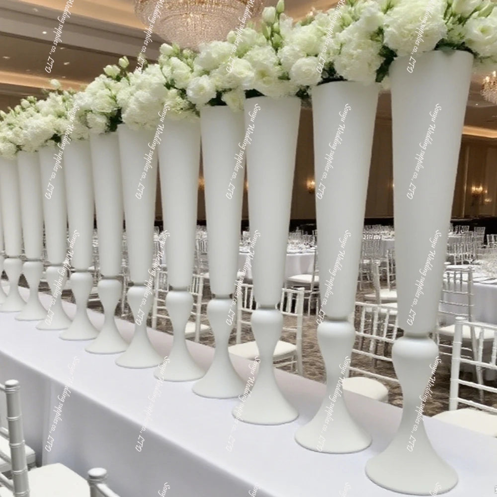 support fleurs métal blanc vase moderne décoration mariage table cérémonie arche fleurale blanc