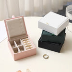 boîte bijoux cuir pu moderne rose clair vert foncé élégante toile lin multifonctionnelle portable