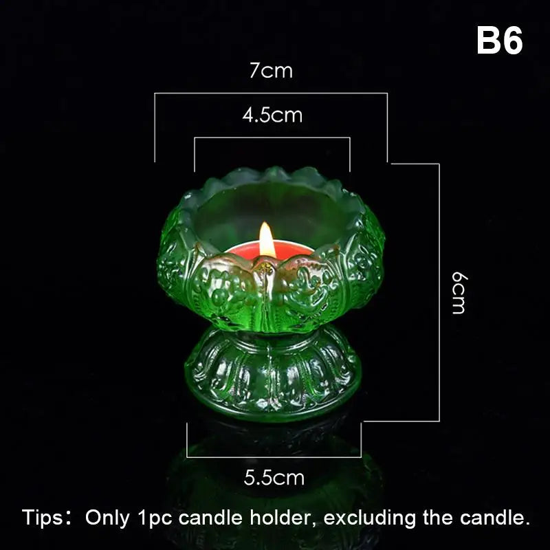 bougeoir verre artisanal forme fleur lotus porte bougie décoratif maison couleur vive opaque