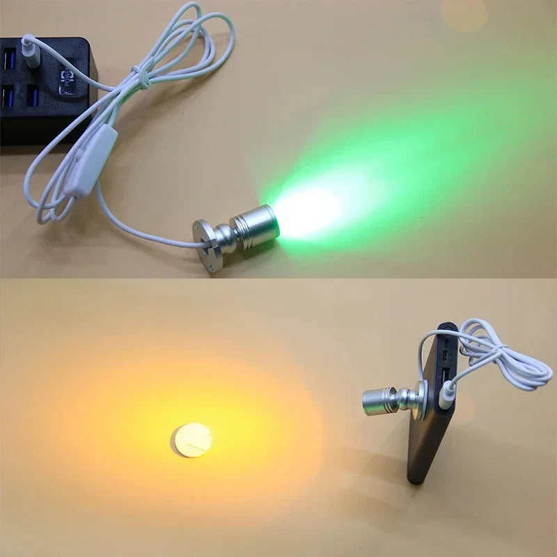 projecteur led usb mini adhésif rotatif angle câble switch 5v bijoux étagère moderne compact