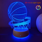 lampe nuit 3D bleu vert violet réseau lignes blanches transparent moderne minimaliste tactile USB