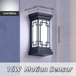 lampe murale led motion sensor ip65 abs contemporaine noire blanche 245mm 110mm 100mm