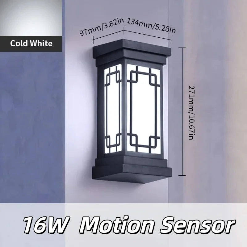 lampe murale led motion sensor ip65 abs contemporaine noire blanche 245mm 110mm 100mm