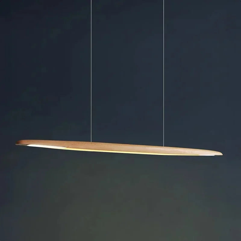 lampe suspendue bois moderne marron clair lisse salon restaurant chambre principal