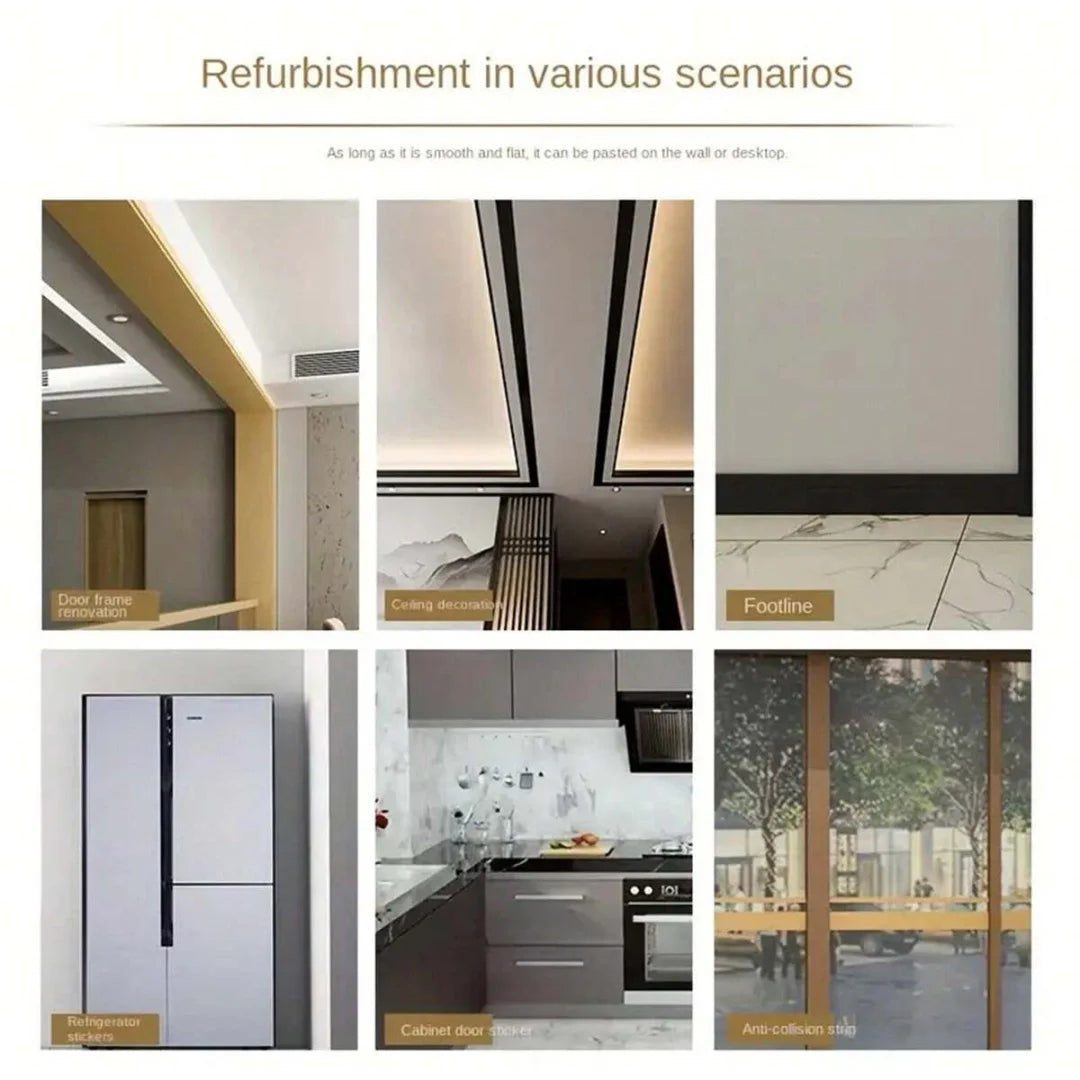 ruban autocollant décoratif moderne 10cm 5m noir or blanc texture bois brillant mat