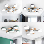 plafonnier led moderne vert blanc gris bois clair circulaire métallique scandinave éclairage intérieur