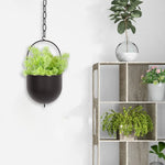 Cache pot suspendu moderne or noir plante verte chaîne métallique intérieur extérieur jardin balcon
