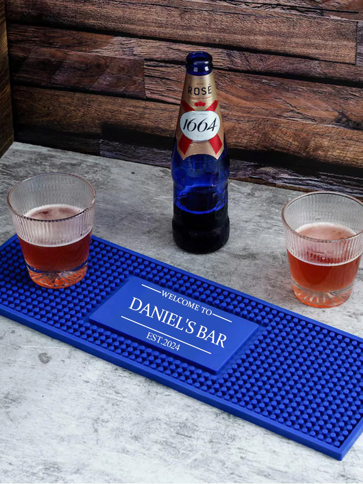 tapis bar personnalisable résine texturée noir moderne sous verre maison barman cadeau adulte
