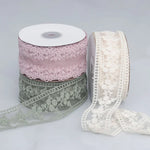 rubans dentelle fleurs vert clair rose pâle blanc vintage romantique polyester artisanat cheveux
