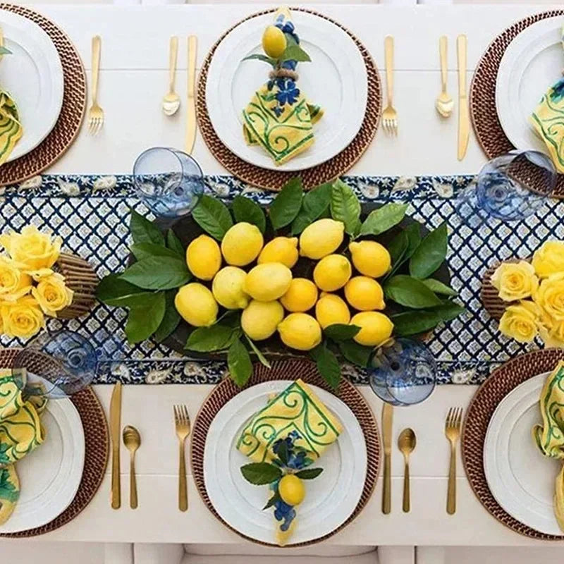 anneau serviettes citron feuilles vertes deco naturelle table occasionnelle festive respectueux environnement pack variante