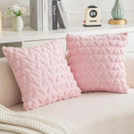 housse coussin carré motif cœurs blanc rose moderne polyester 45cm 45cm fixations