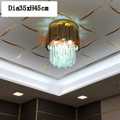lampe moderne or cristal transparent élégante barres dorées inoxydables salon hall