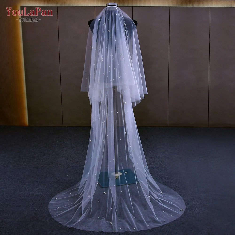 voile mariée blanc dorées classique deux couches peigne translucide
