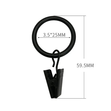 anneaux rideau pinces suspension métal antirouille moderne clips tringle noir rond lisse 3.5x25mm 3.5x32mm