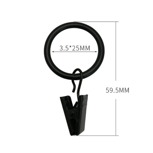 anneaux rideau pinces suspension métal antirouille moderne clips tringle noir rond lisse 3.5x25mm 3.5x32mm
