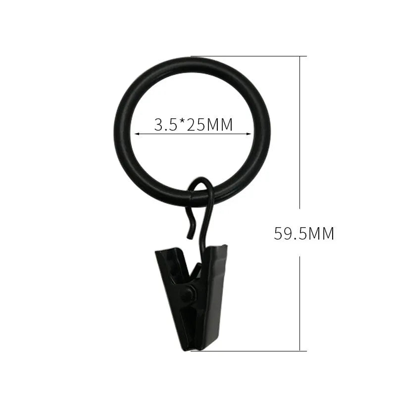 anneaux rideau pinces suspension métal antirouille moderne clips tringle noir rond lisse 3.5x25mm 3.5x32mm