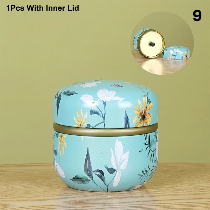 boîte thé verre hermétique couvercle bouton motif fleurs classique élégant
