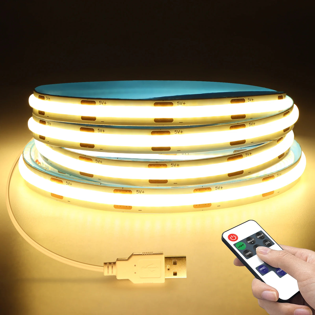 ruban led blanc blanc chaud adhésif rayures noires 3000k 6500k télécommande usb moderne
