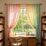 rideaux pastel dégradé arc ciel semi translucides moderne doux chambre salonhôtel polyester