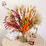 bouquet fleurs séchées naturel rouge blanc orange décoration intérieure automne table vaseHomeAssemblons informations prioritaires
