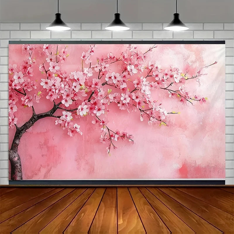 toile d'art floral moderne fleurs cerisier rose clair gris noir abstraite 150x100cm 150x130cm 200x150cm