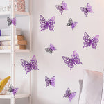 papillons décoratifs adhésifs rose violet doré bleu ajouré artisanal élégant décoration maison mariage salon