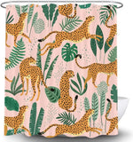 rideau douche polyester géométrique léopard feuilles tropicales moderne rose clair vert chambre enfant decoration