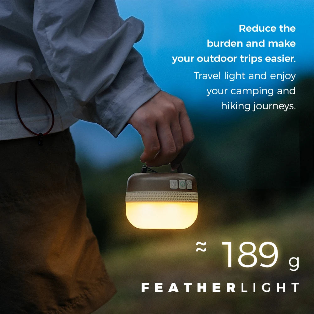 lampe camping moderne compacte pince suspension beige blanche points décoratifs texturée ip44 six modes