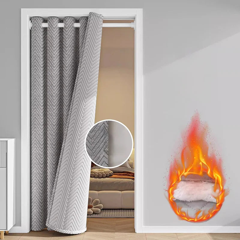 rideau chevron gris polyester moderne tringle isolation thermique soundproof chambre boutique