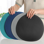 tapis silicone hexagonal moderne bleu turquoise bleu foncé gris noir opalescent cuisine minimaliste