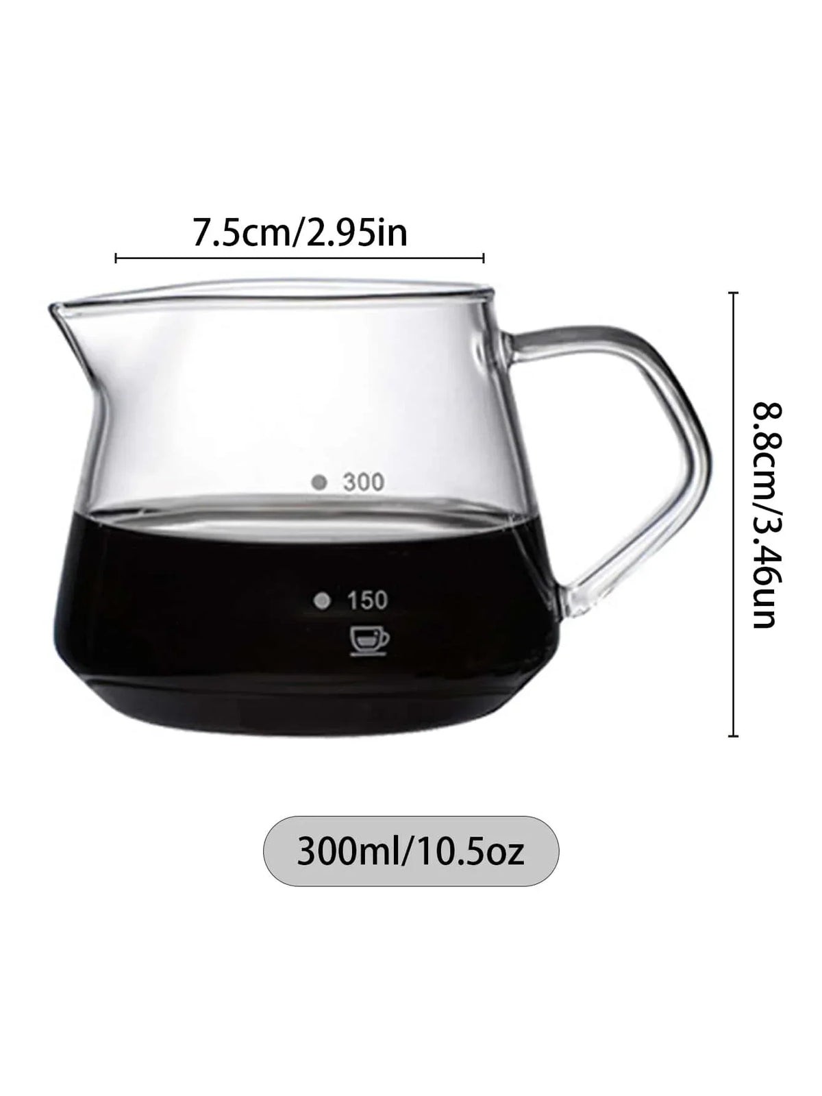 filtre carafe verre rayures verticales moderne ensemble 600ml 300ml transparent