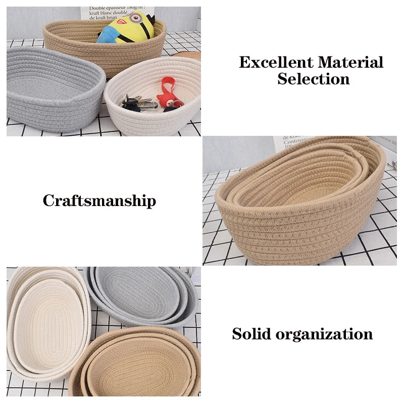 paniers rangement tissu tressé beige gris clair modernes rustiques réutilisables respectueux environnement stockage organisation