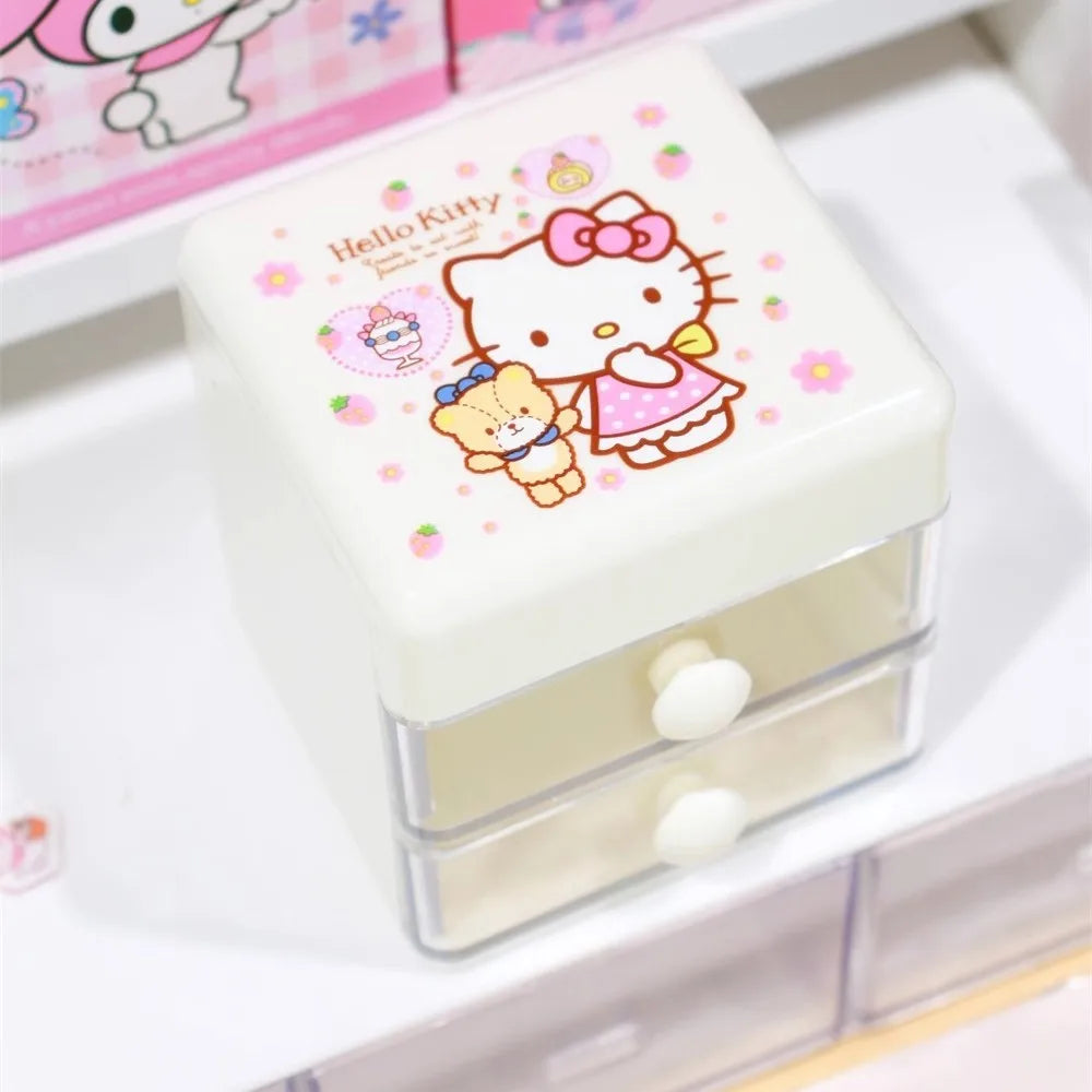 boîtes bijoux dessins animés hello kitty my melody cinnamoroll kawaii poignées blanches rose blanc