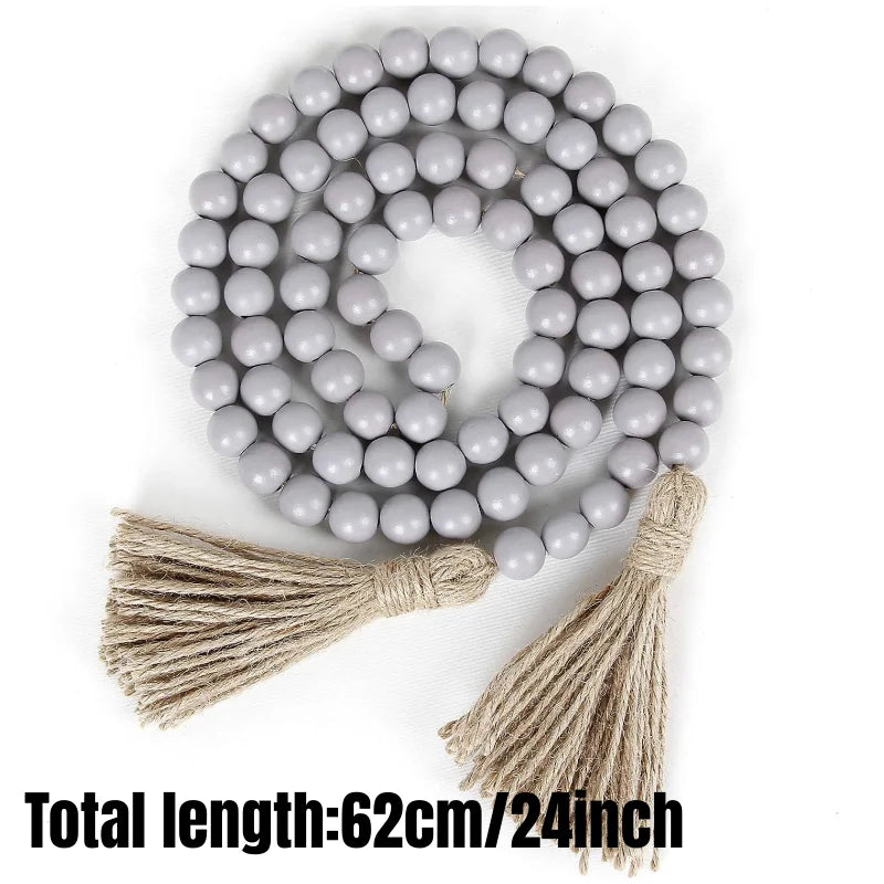bracelet boho chic rondes tassel corde naturelle gris clair marron foncé